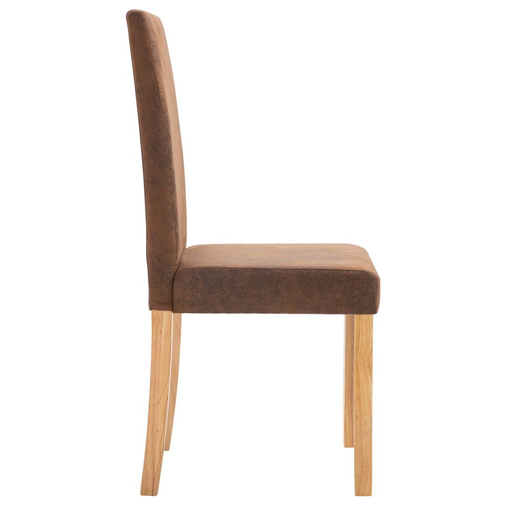 vidaXL Dining Chairs 2 pcs Brown Faux Suede Leather