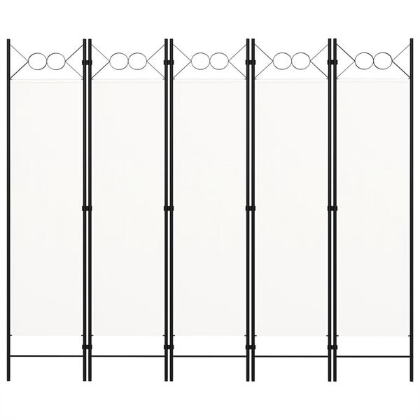 vidaXL 5-Panel Room Divider White 200x180 cm