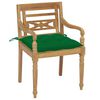 vidaXL Batavia Chairs 2 pcs with Green Cushions Solid Teak Wood