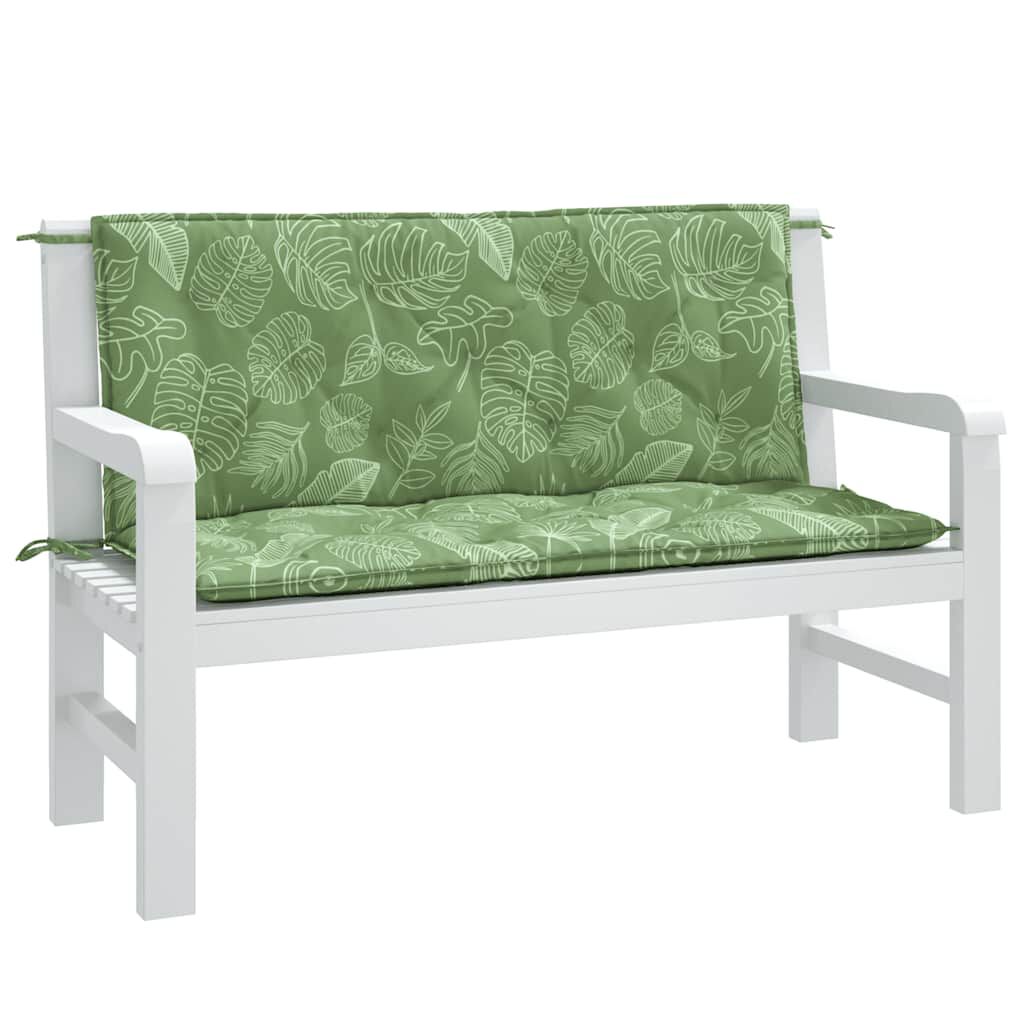 vidaXL Garden Bench Cushions 2pcs Leaf Pattern 120x50x7cm Fabric