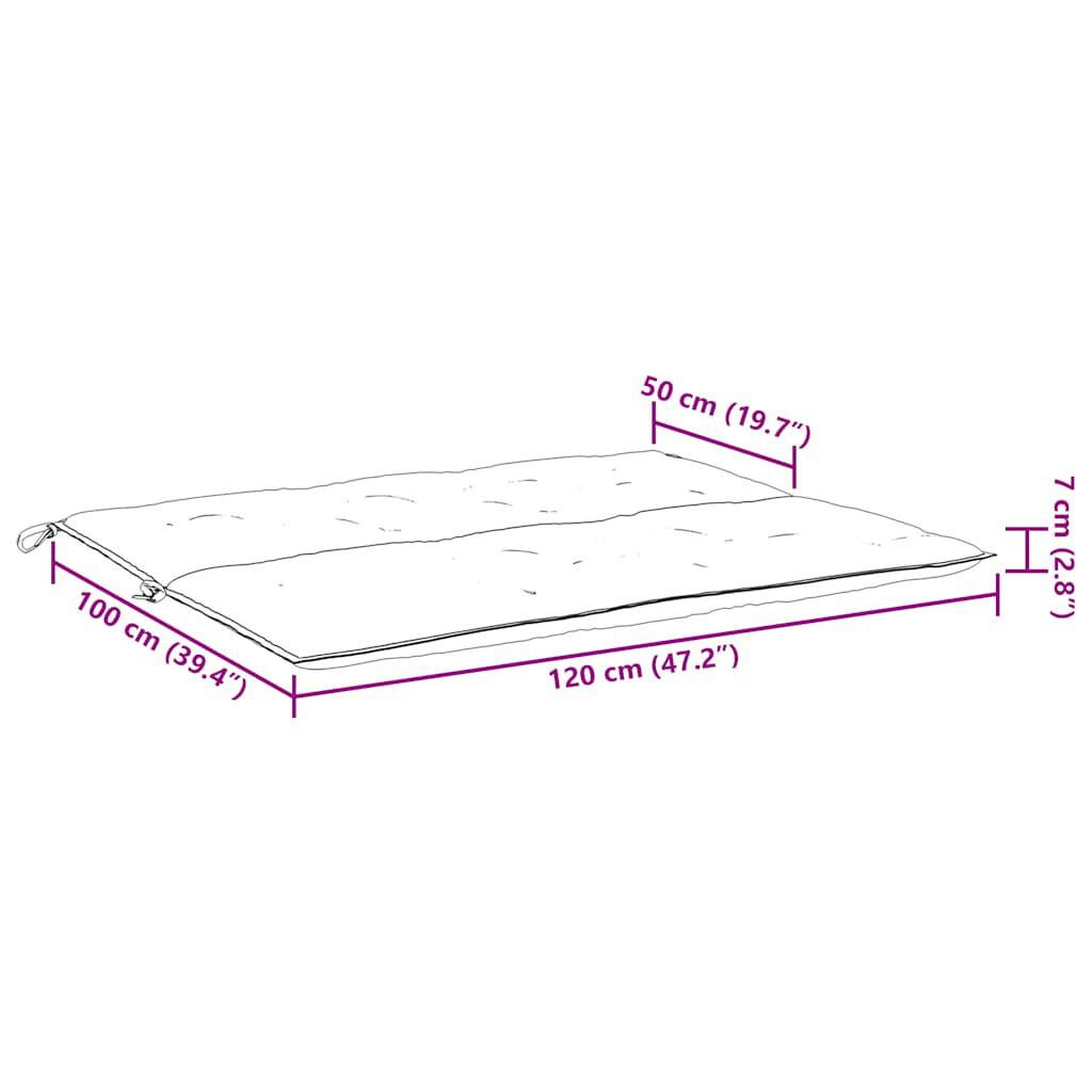 vidaXL Garden Bench Cushion Cream White 120x(50+50)x7cm Oxford Fabric