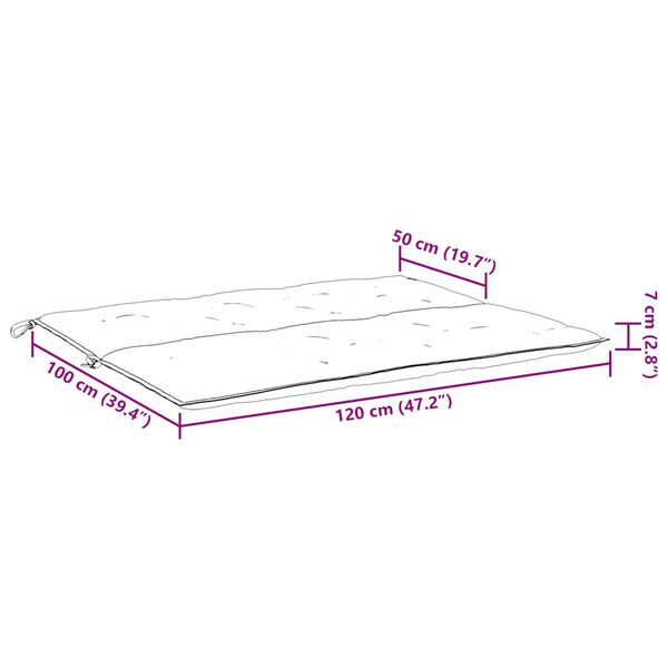 vidaXL Garden Bench Cushion Cream White 120x(50+50)x7cm Oxford Fabric