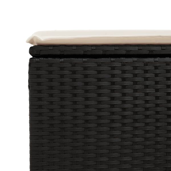 vidaXL Garden Stool with Cushion Black 55x55x37 cm Poly Rattan