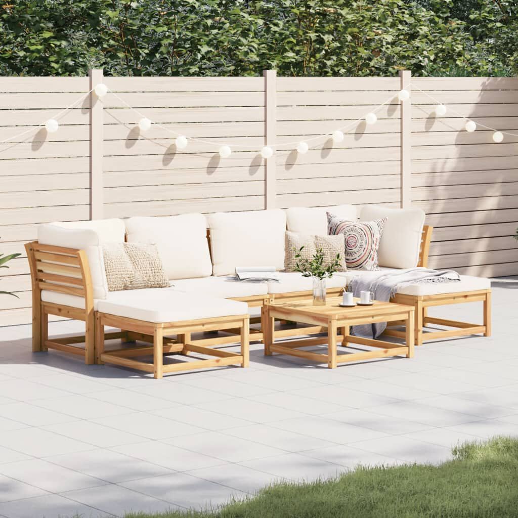 vidaXL 7 Piece Garden Lounge Set with Cushions Solid Wood Acacia