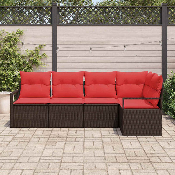 vidaXL Sofa Set 5 pcs Brown Poly Rattan