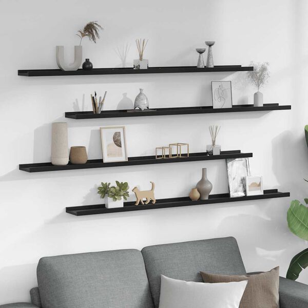 vidaXL Wall Shelves 4 pcs Black 115x9x3 cm