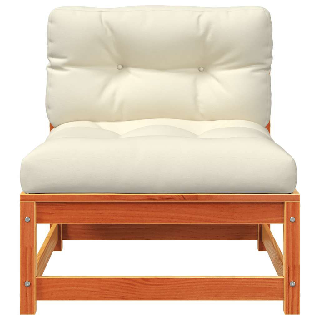 vidaXL Garden Sofa Armless with Cushions Wax Brown Solid Wood Pine