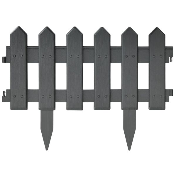 vidaXL Lawn Edgings 25 pcs Anthracite 10 m PP