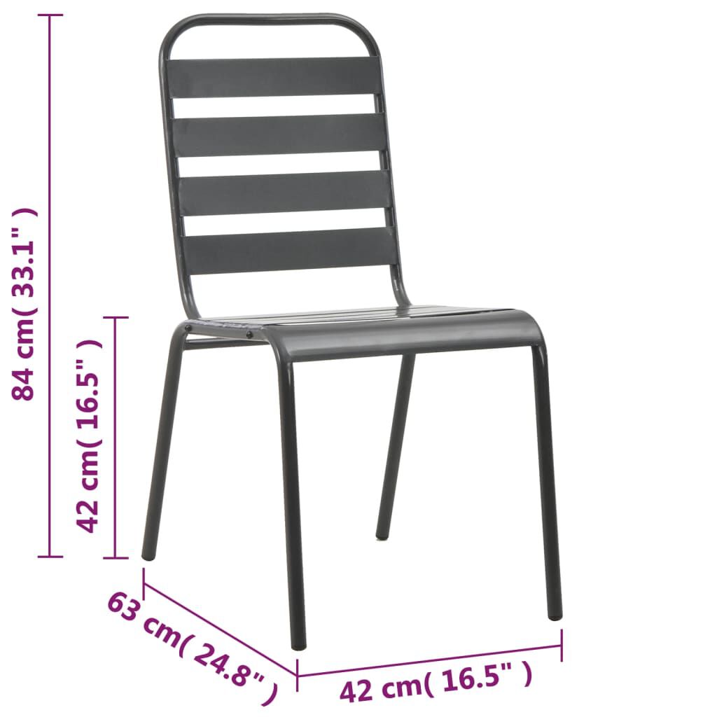 vidaXL 5 Piece Outdoor Dining Set Steel Dark Grey