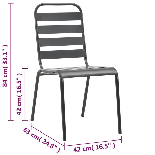 vidaXL 5 Piece Outdoor Dining Set Steel Dark Grey