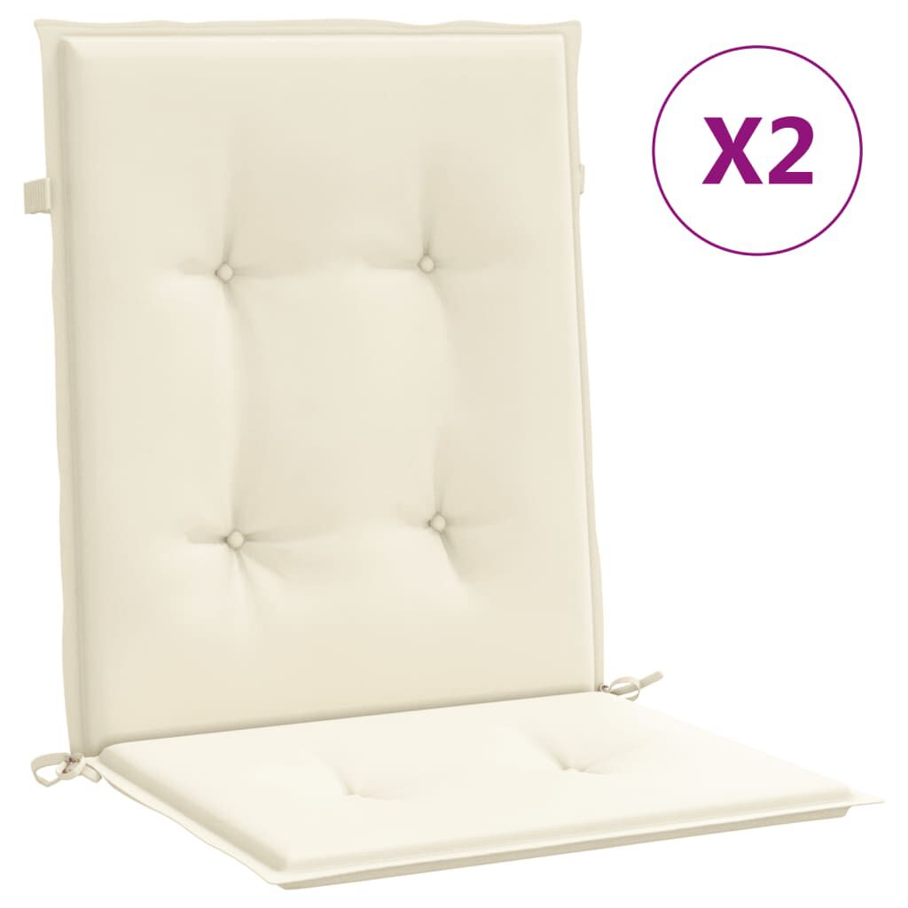 vidaXL Garden Lowback Chair Cushions 2 pcs Cream 100x50x3 cm Oxford Fabric