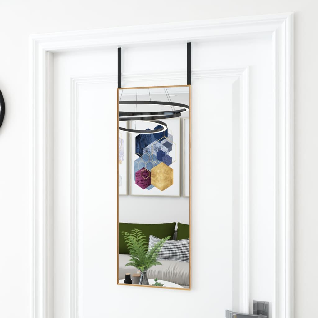 vidaXL Door Mirror Gold 30x80 cm Glass and Aluminium