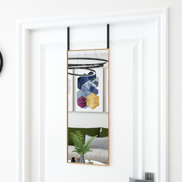 vidaXL Door Mirror Gold 30x80 cm Glass and Aluminium