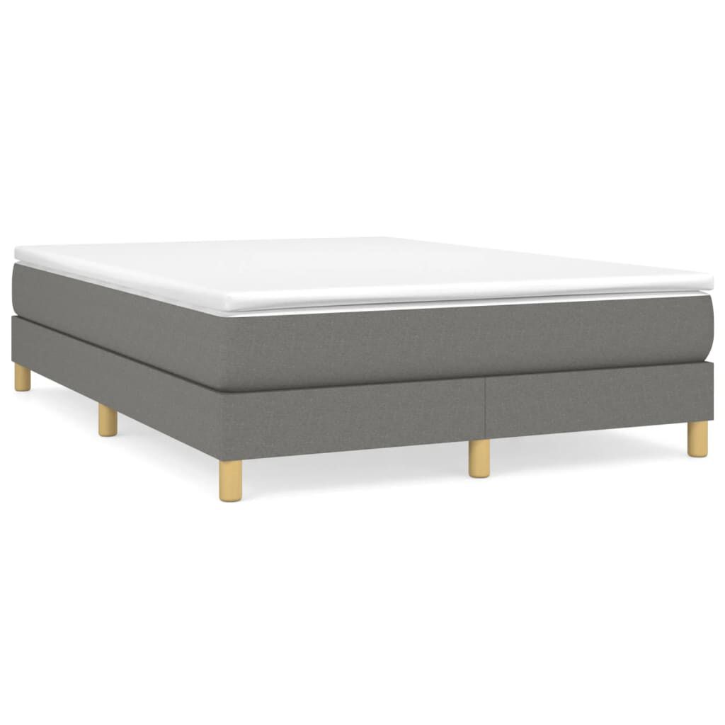 vidaXL Box Spring Bed with Mattress Dark Grey 153x203 cm Queen Size Fabric