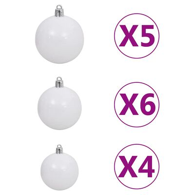 vidaXL Artificial Pre-lit Christmas Tree with Ball Set White 90 cm