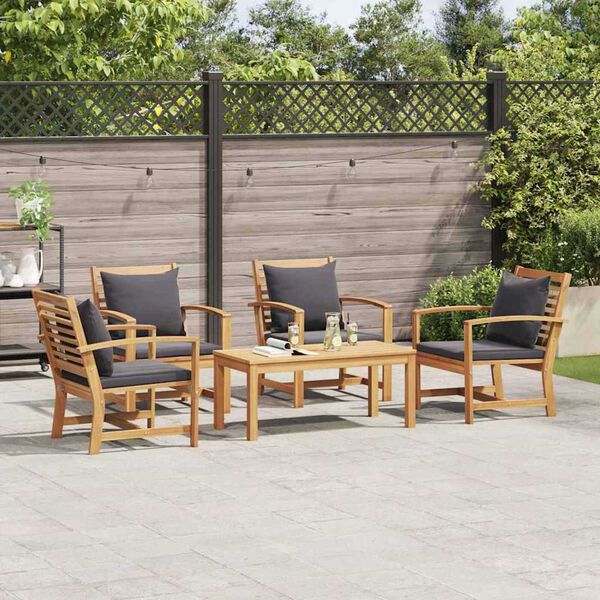 Garden Sofa Set 5 pcs Natural Solid teak wood