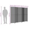vidaXL Room Divider 5 Panels Grey Poly Rattan