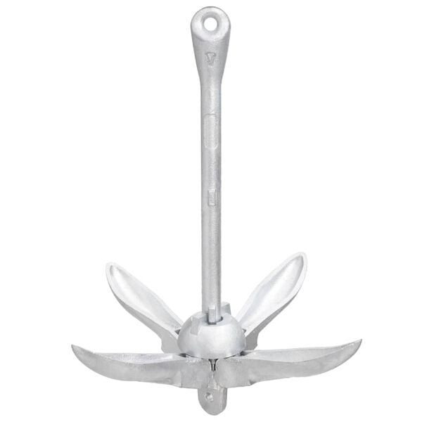 vidaXL Folding Anchor with Rope Silver 6 kg Hot Dip Galvanized Cast Iron
