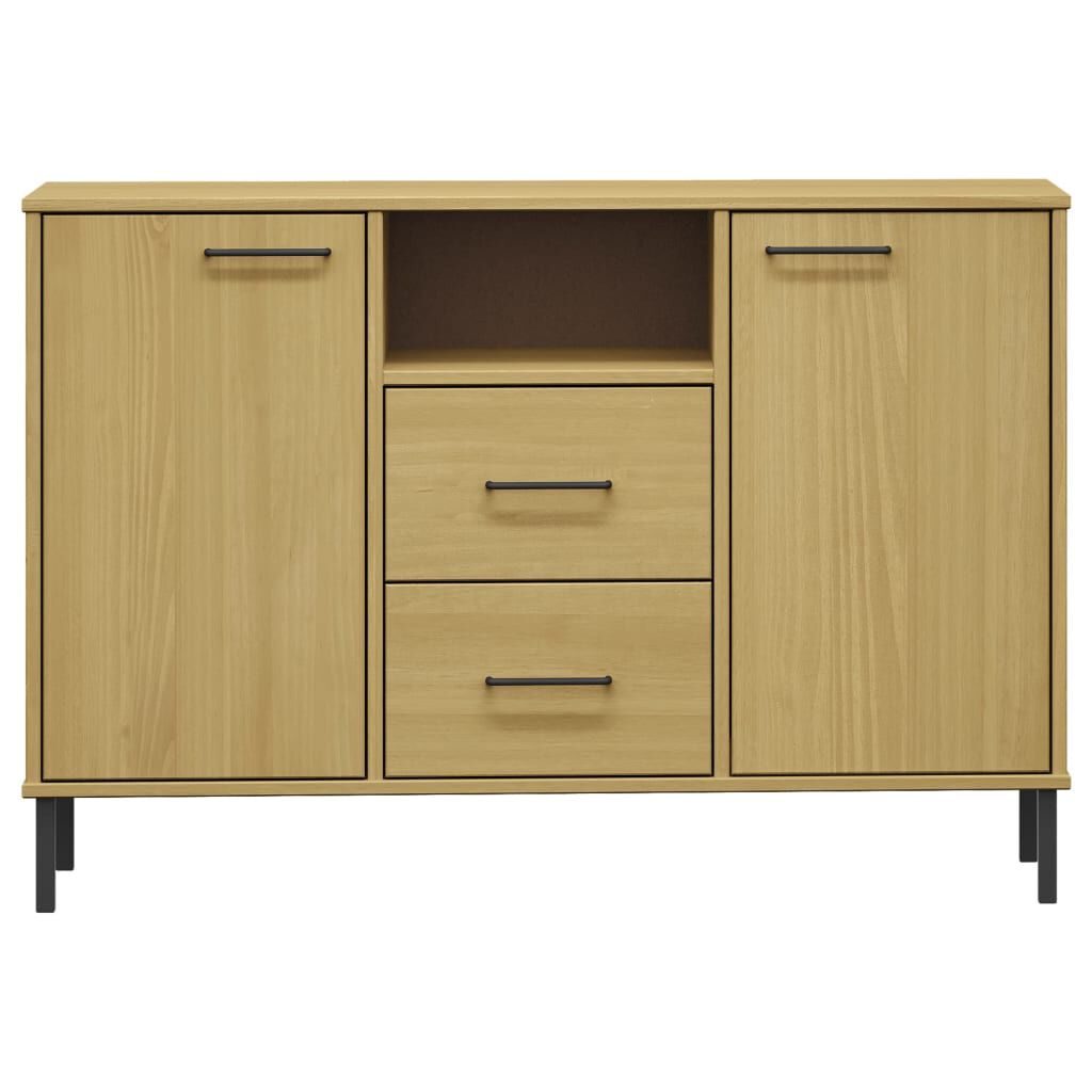vidaXL Sideboard with Metal Legs Brown 113x40x77 cm Solid Wood OSLO