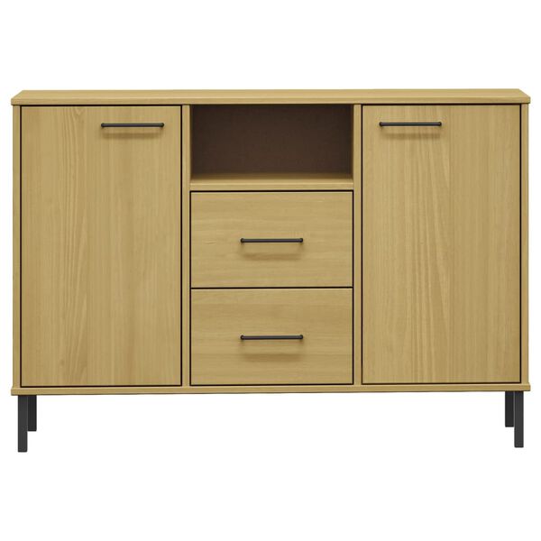 vidaXL Sideboard with Metal Legs Brown 113x40x77 cm Solid Wood OSLO