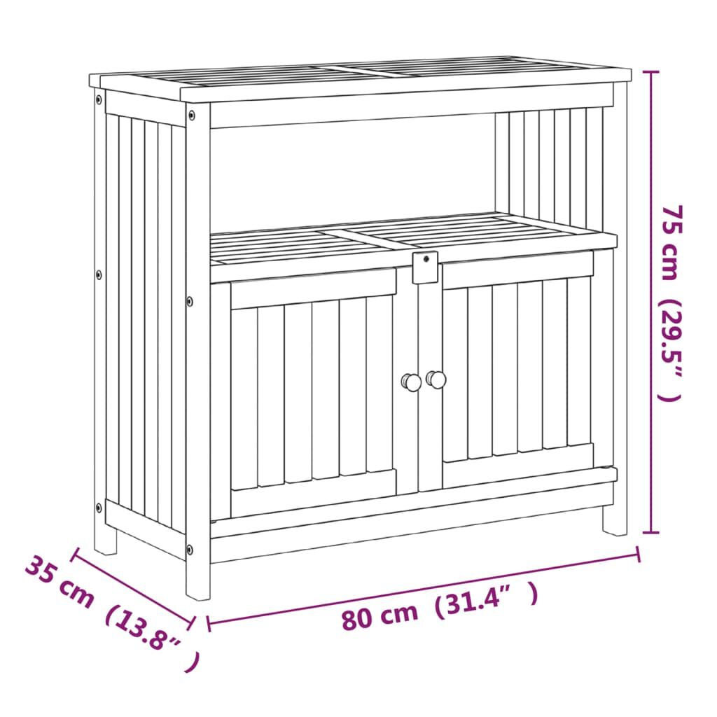 vidaXL Garden Console Table 80x35x75 cm Solid Wood Acacia