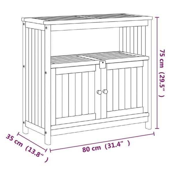 vidaXL Garden Console Table 80x35x75 cm Solid Wood Acacia