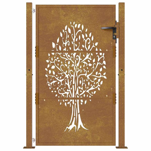 vidaXL Garden Gate 100x125 cm Corten Steel Tree Design