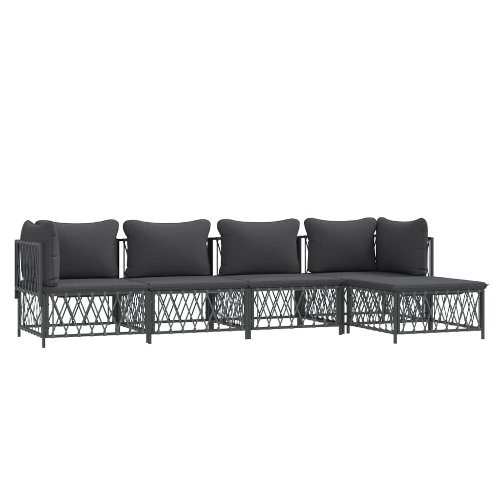 vidaXL 5 Piece Garden Lounge Set with Cushions Anthracite Steel