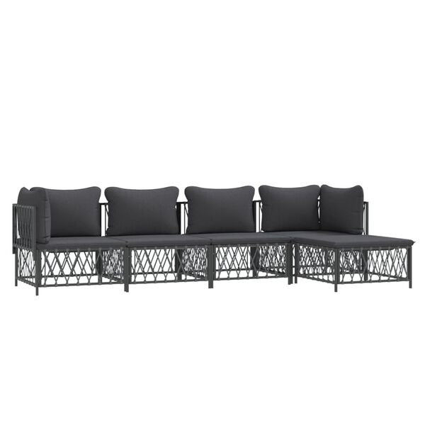vidaXL 5 Piece Garden Lounge Set with Cushions Anthracite Steel