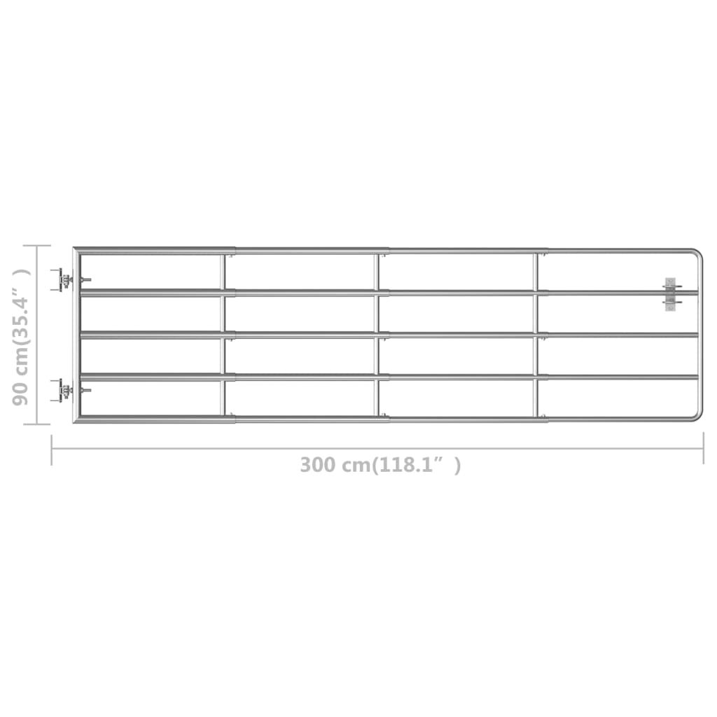 vidaXL 5 Bar Field Gate Steel (115-300)x90 cm Silver