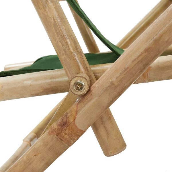 vidaXL Reclining Relaxing Chair Green Bamboo and Fabric