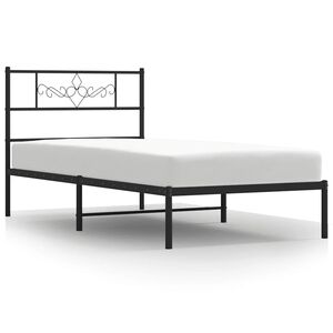 vidaXL Metal Bed Frame without Mattress with Headboard Black 100x190cm
