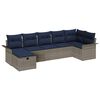 vidaXL Garden Sofa Set with Cushion 7 pcs Grey and Navy Poly Rattan