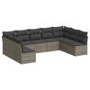 vidaXL 9 Piece Garden Sofa Set with Cushions Grey Poly Rattan