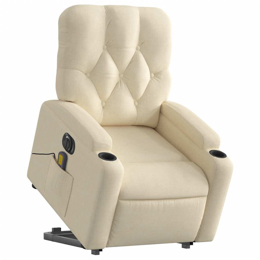 vidaXL Electric Stand up Massage Recliner Chair Cream Fabric