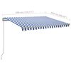 vidaXL Automatic Retractable Awning with Posts 3x2.5 m Blue&White