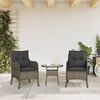 vidaXL Garden Chairs with Cushions 2 pcs Grey Poly Rattan