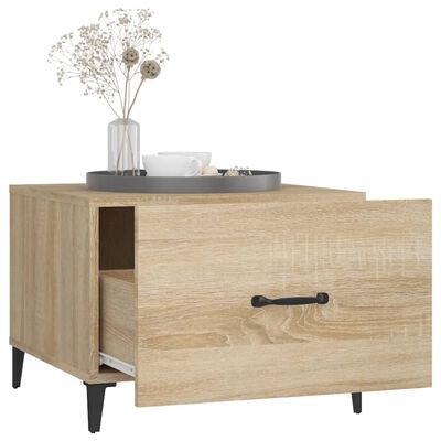 vidaXL Coffee Table with Metal Legs 2 pcs Sonoma Oak 50x50x40 cm