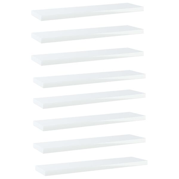 vidaXL Bookshelf Boards 8 pcs High Gloss White 40x10x1.5 cm Engineered Wood