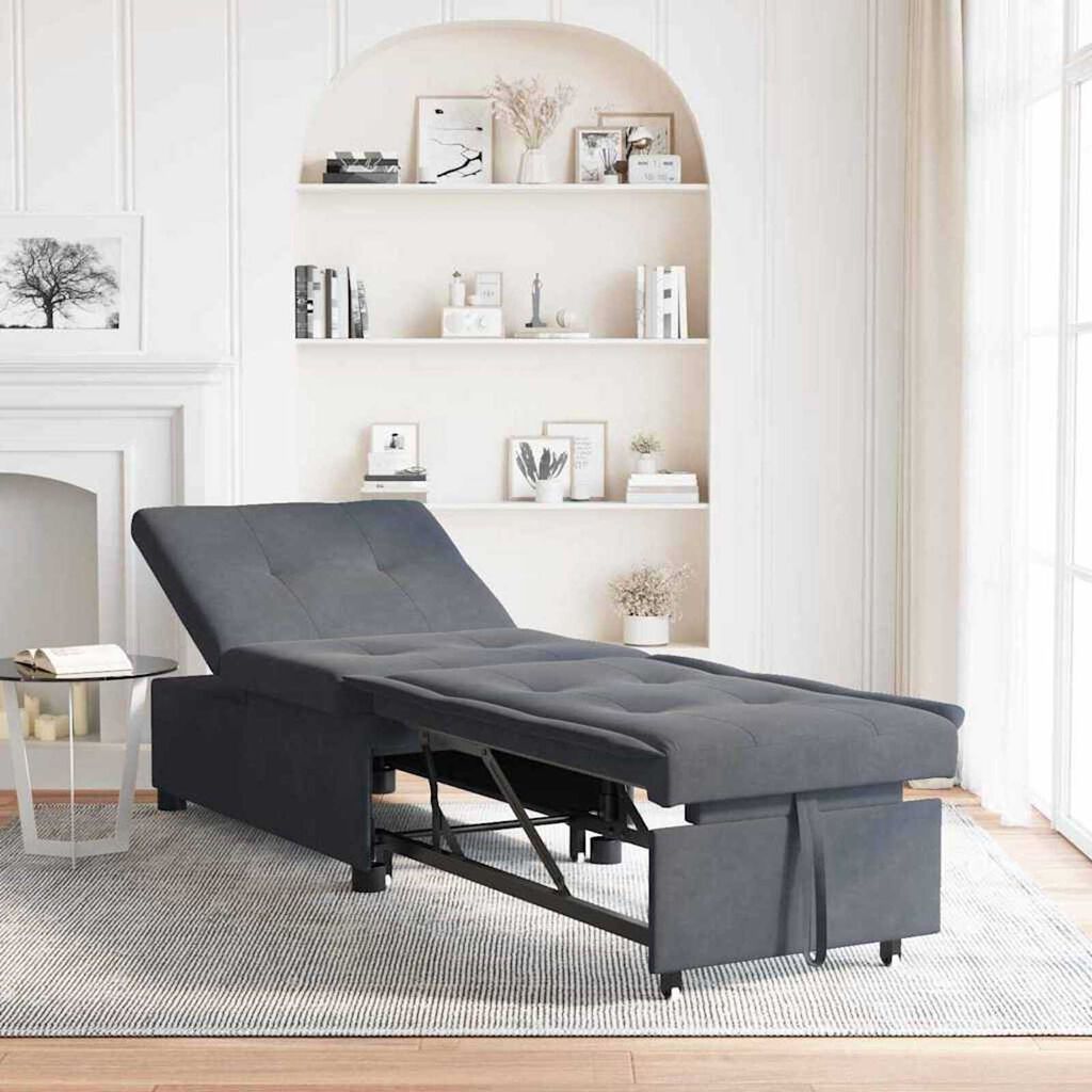 vidaXL Sofa Bed Dark grey 67 x 194 x 38 cm Velvet