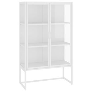 vidaXL Highboard White 80x35x135 cm Steel and Tempered Glass