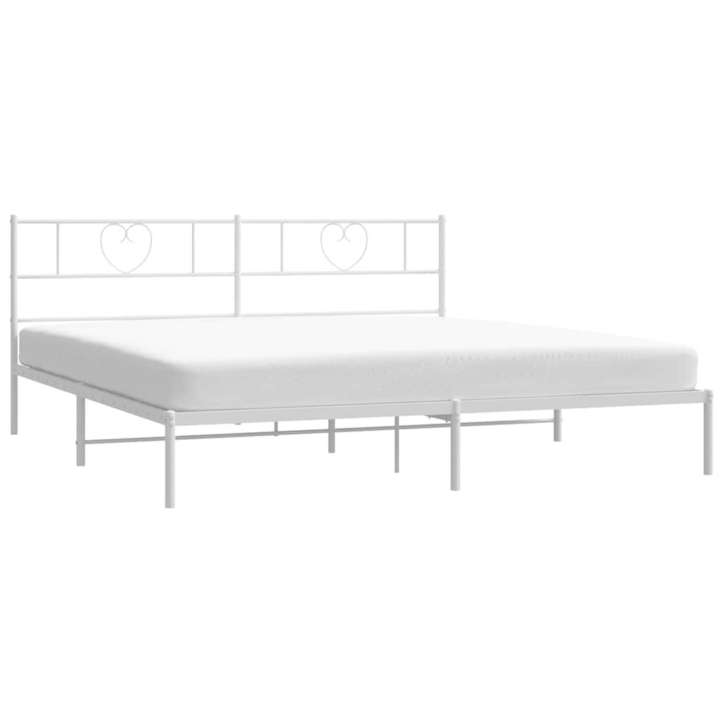 vidaXL Metal Bed Frame without Mattress with Headboard White 183x213cm