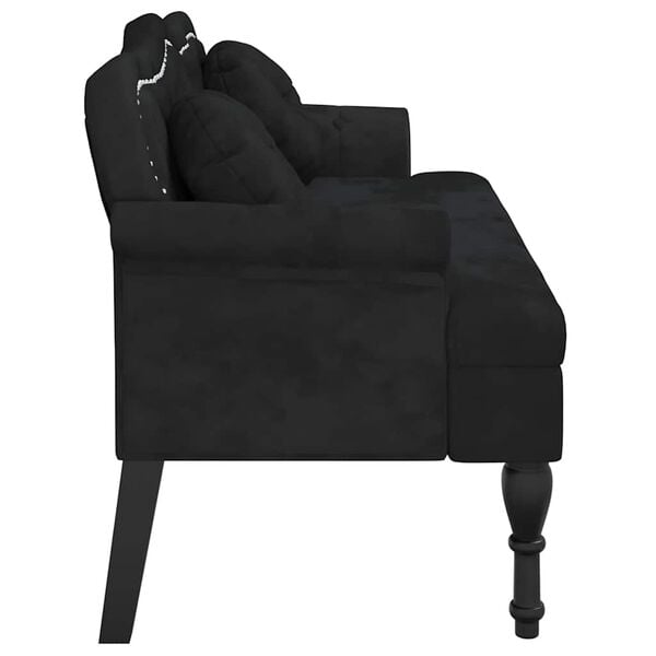 vidaXL Bench with Cushions Black 120.5x65x75 cm Velvet
