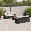 vidaXL 7 Piece Garden Sofa Set with Cushions Black Poly Rattan