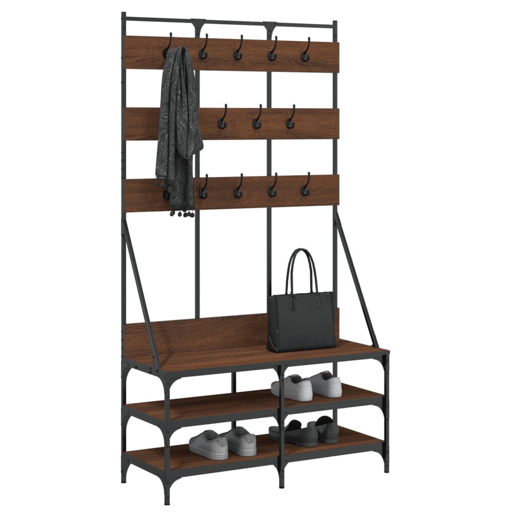 vidaXL Clothes Rack with Shoe Storage Brown Oak 100x40x184 cm
