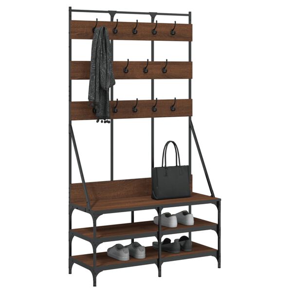 vidaXL Clothes Rack with Shoe Storage Brown Oak 100x40x184 cm