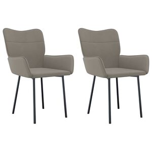 vidaXL Dining Chairs 2 pcs Light Grey Velvet