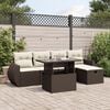 vidaXL 6 Piece Garden Sofa Set with Cushions Brown Poly Rattan