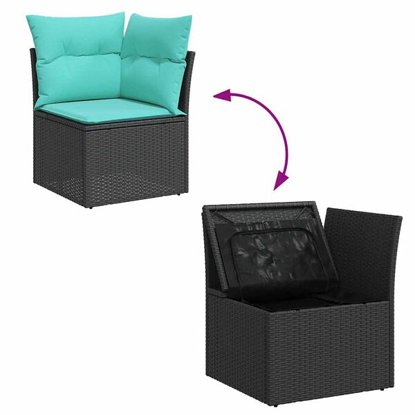vidaXL 6 Piece Garden Sofa Set with Cushions Black Poly Rattan
