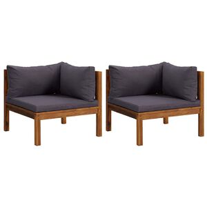 vidaXL Corner Sofas 2 pcs with Dark Grey Cushions Solid Acacia Wood